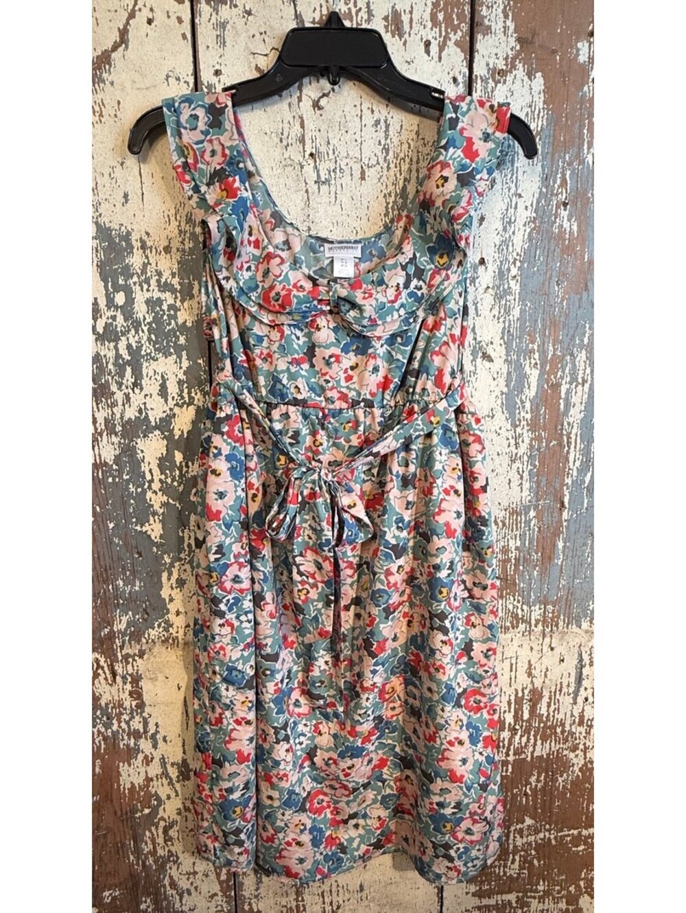 Motherhood Maternity floral sleeveless ruffle dress, size Large